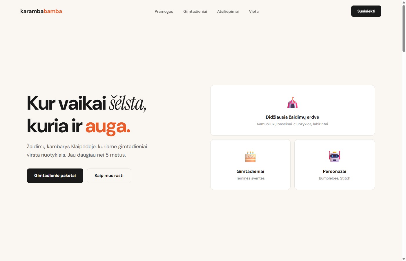 Karamba Bamba website screenshot