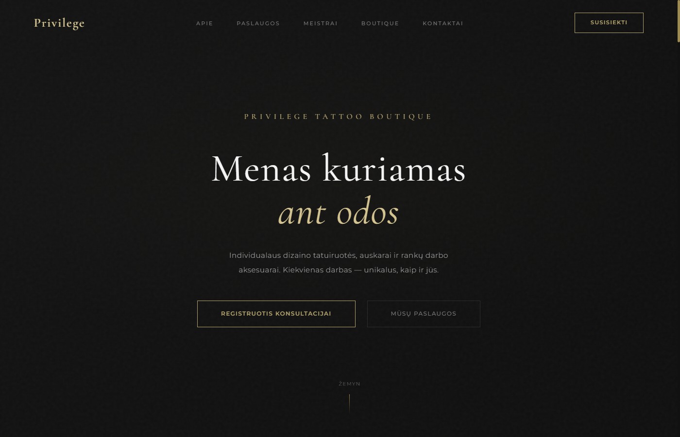 Privilege Tattoo website screenshot